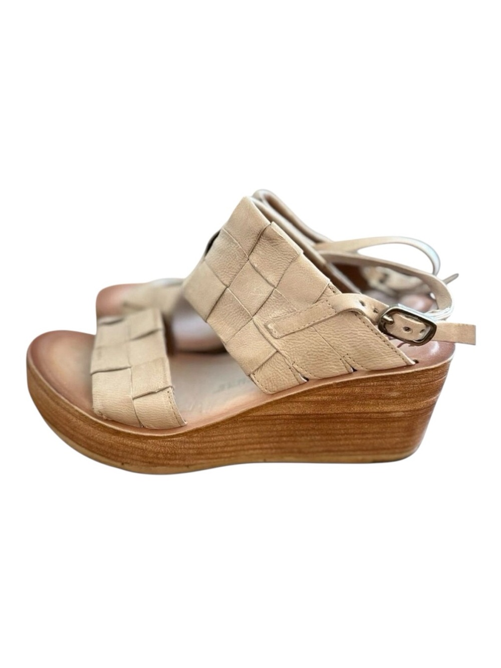 A.S.98 Platform Wedge Sandals Nasser Sz EU 40 US 9 9.5 Dust Beige Woven Leather
